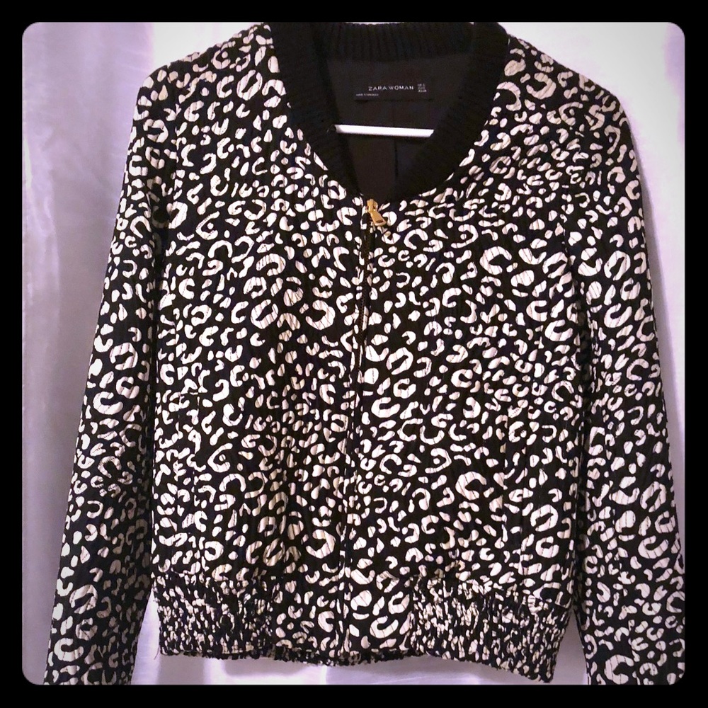 Zara leopard print bomber jacket